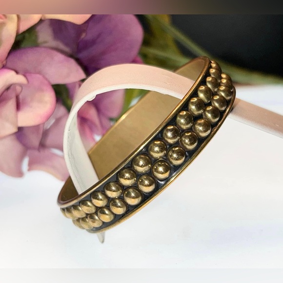 Vintage Dot Dot Brass Bangle Bracelet. Bracelet measures 2 5/8” across opening - Picture 4 of 4